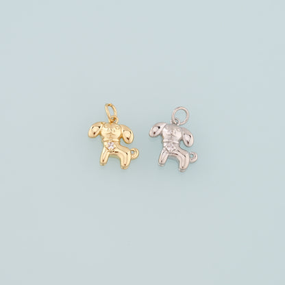 Gold Dog Charms,18K Gold Filled Dog Pendant,CZ Micro Pave Dog Charm Bracelet Necklace for DIY Jewelry Making Supply