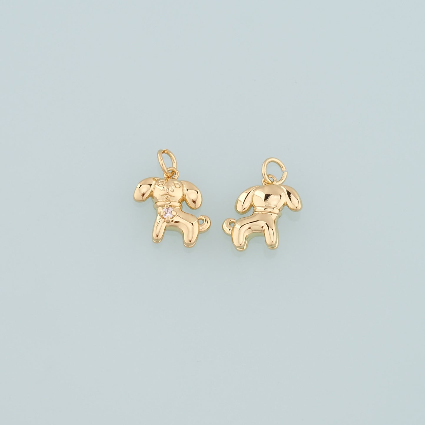 Gold Dog Charms,18K Gold Filled Dog Pendant,CZ Micro Pave Dog Charm Bracelet Necklace for DIY Jewelry Making Supply