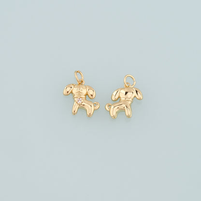 Gold Dog Charms,18K Gold Filled Dog Pendant,CZ Micro Pave Dog Charm Bracelet Necklace for DIY Jewelry Making Supply