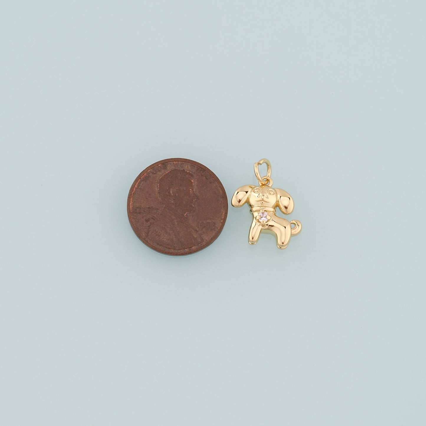 Gold Dog Charms,18K Gold Filled Dog Pendant,CZ Micro Pave Dog Charm Bracelet Necklace for DIY Jewelry Making Supply