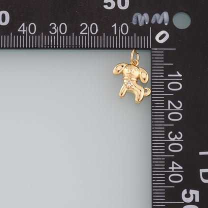 Gold Dog Charms,18K Gold Filled Dog Pendant,CZ Micro Pave Dog Charm Bracelet Necklace for DIY Jewelry Making Supply