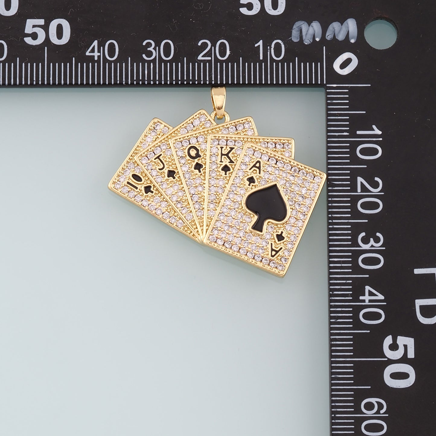 Gold Poker Charms,18K Gold Filled Poker Pendant,CZ Micro Pave Playing Card Charm Bracelet Necklace for DIY Jewelry Making Supply