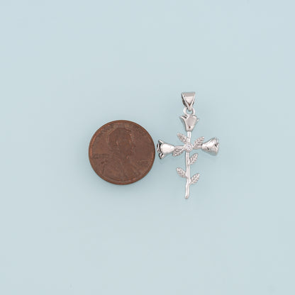 18K Gold Filled Rose Cross Pendant,Dainty Flower Charm Bracelet Necklace for DIY Jewelry Making Supply