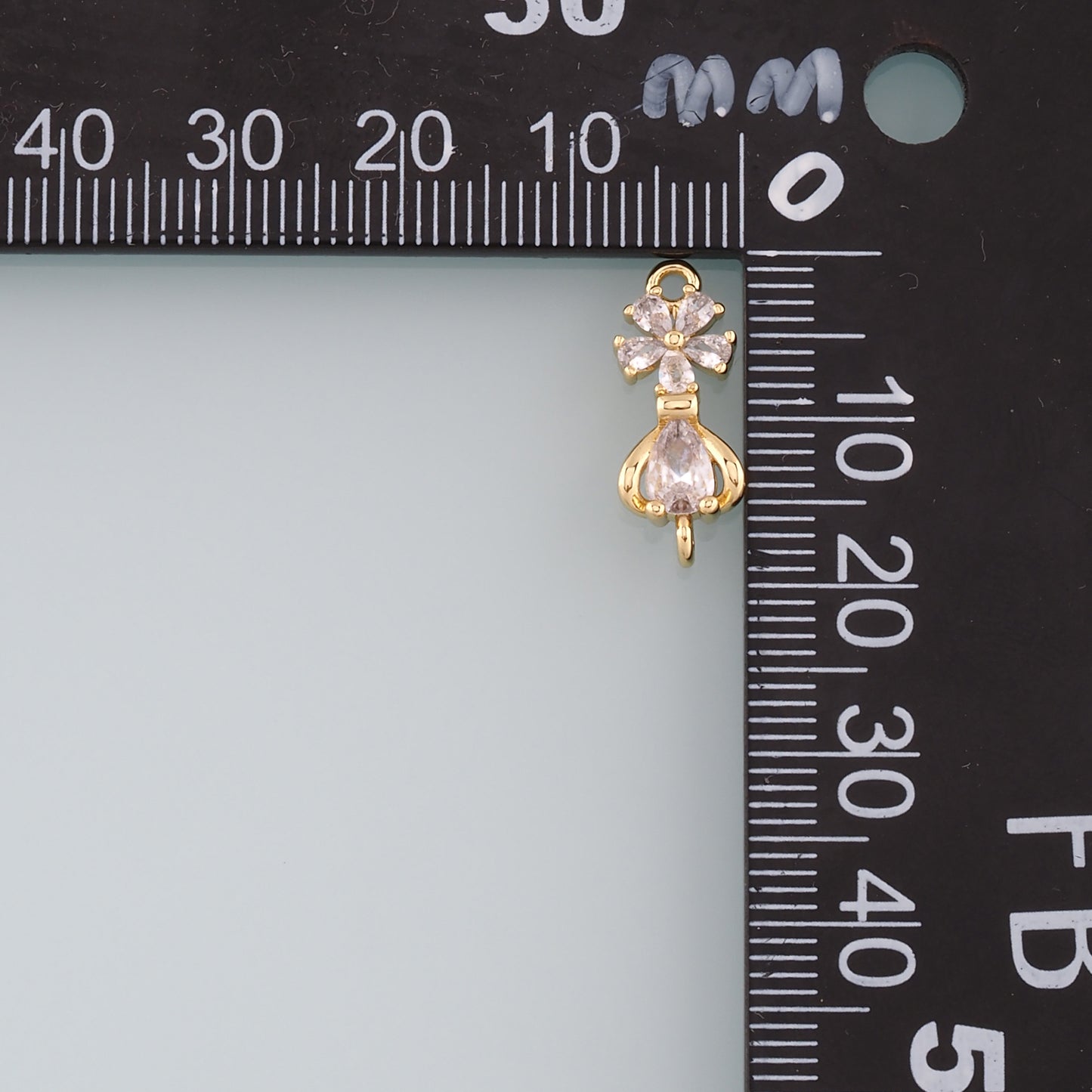 18K Gold Filled Flower Connector,CZ Micro Pave Flower Charm Bracelet Necklace for DIY Jewelry Making Supply