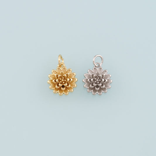 Gold Daisy Charms,18K Gold Filled Daisy Pendant,Daisy Charm Bracelet Necklace for DIY Jewelry Making Supply