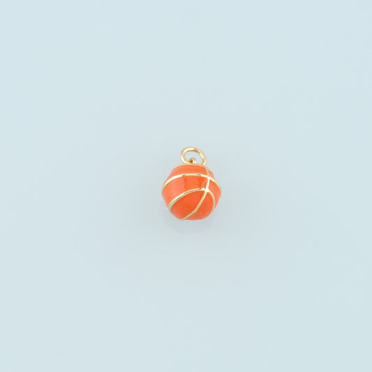 18K Gold Filled Basketball Pendant,Enamel Ball Charm Bracelet Necklace for DIY Jewelry Making Supply