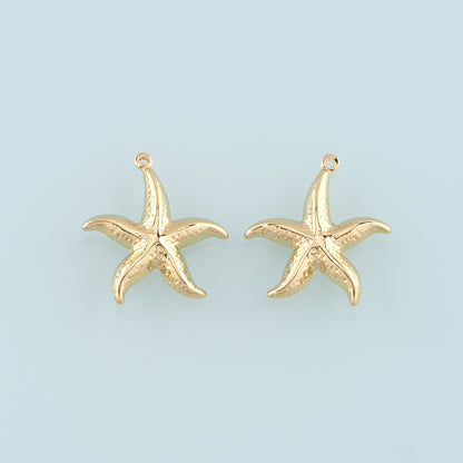 Gold Big Starfish Charms,18K Gold Filled Sea star Pendant,Starfish Charm Bracelet Necklace for DIY Jewelry Making Supply