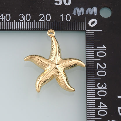Gold Big Starfish Charms,18K Gold Filled Sea star Pendant,Starfish Charm Bracelet Necklace for DIY Jewelry Making Supply