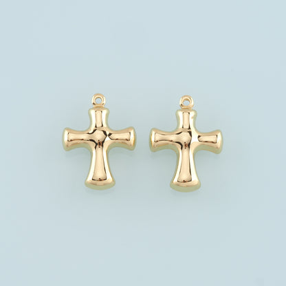 Gold Cross Charms,18K Gold Filled Cross Pendant,Religion Charm Bracelet Necklace for DIY Jewelry Making Supply