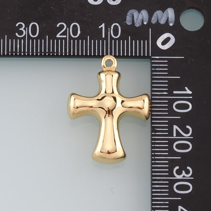 Gold Cross Charms,18K Gold Filled Cross Pendant,Religion Charm Bracelet Necklace for DIY Jewelry Making Supply