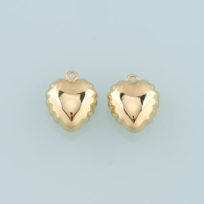 Gold Heart Charms,18K Gold Filled Heart Pendant,Heart Charm Bracelet Necklace for DIY Jewelry Making Supply
