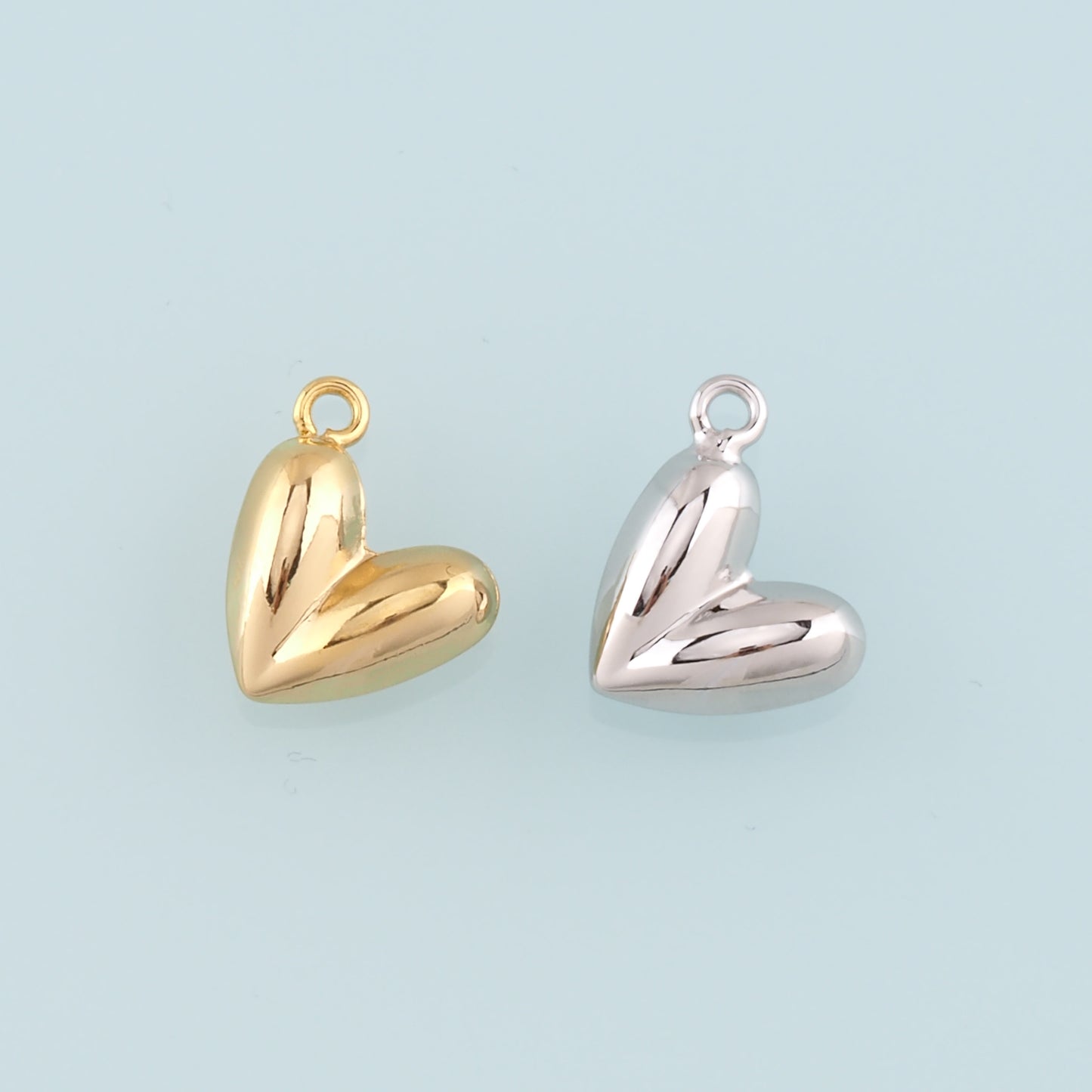 Gold Heart Charms,18K Gold Filled Heart Pendant,Heart Charm Bracelet Necklace for DIY Jewelry Making Supply