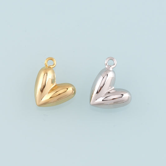 Gold Heart Charms,18K Gold Filled Heart Pendant,Heart Charm Bracelet Necklace for DIY Jewelry Making Supply