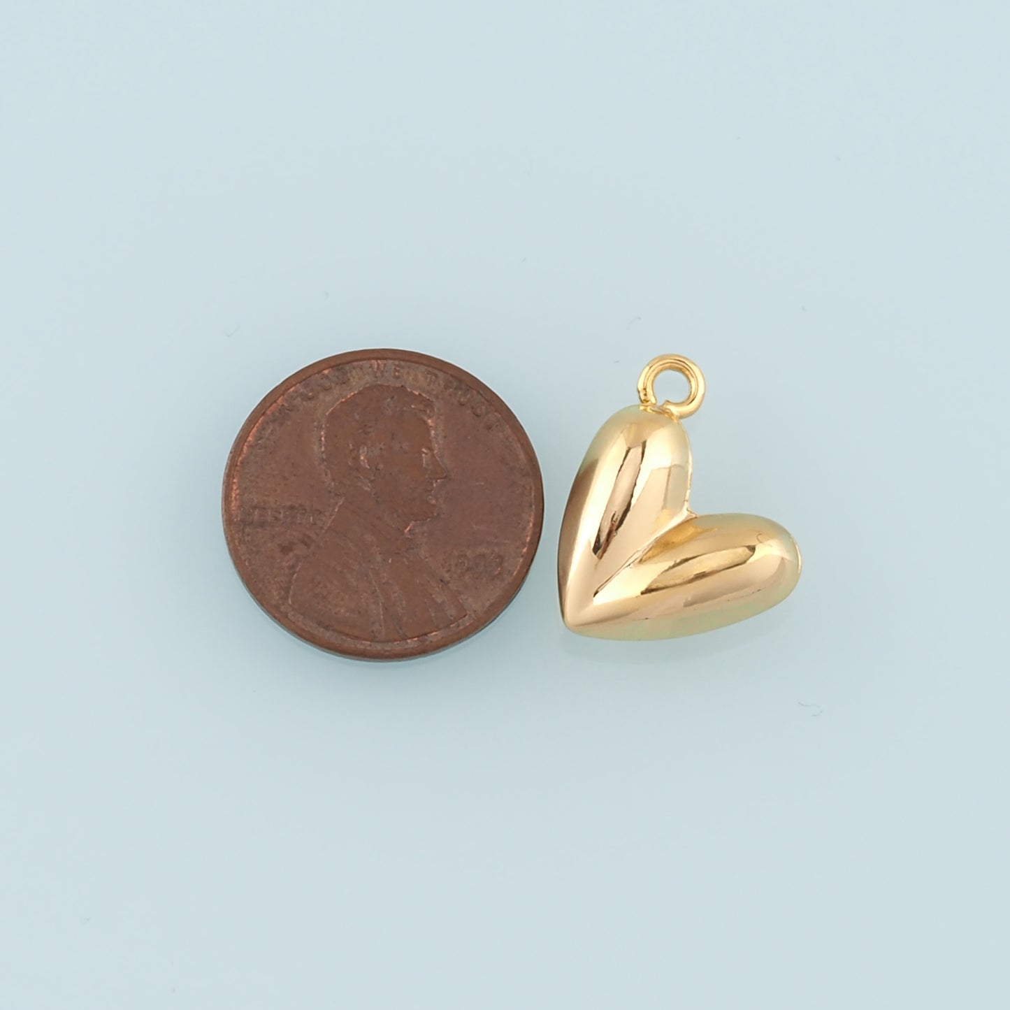 Gold Heart Charms,18K Gold Filled Heart Pendant,Heart Charm Bracelet Necklace for DIY Jewelry Making Supply