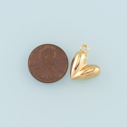 Gold Heart Charms,18K Gold Filled Heart Pendant,Heart Charm Bracelet Necklace for DIY Jewelry Making Supply