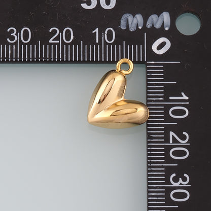 Gold Heart Charms,18K Gold Filled Heart Pendant,Heart Charm Bracelet Necklace for DIY Jewelry Making Supply