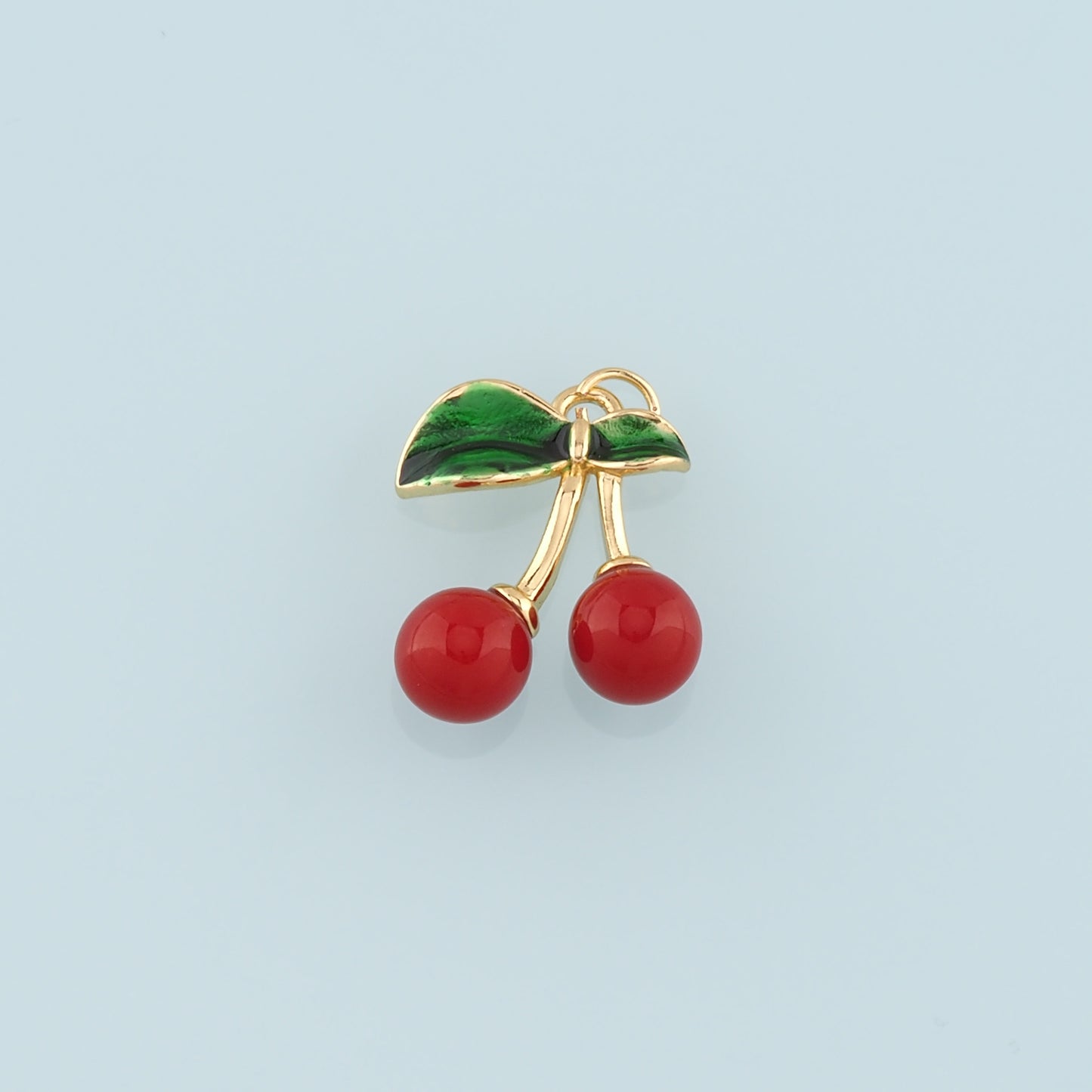Gold Cherry Charms,18K Gold Filled Enamel Cherry Pendant,Fruit Charm Bracelet Necklace for DIY Jewelry Making Supply