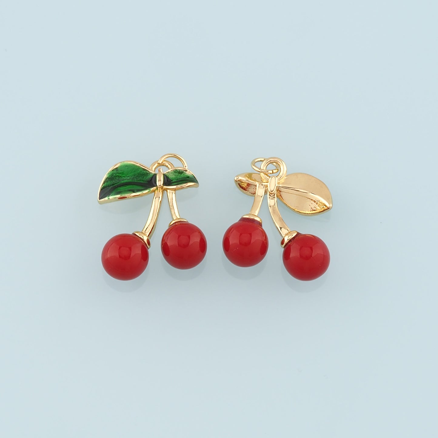 Gold Cherry Charms,18K Gold Filled Enamel Cherry Pendant,Fruit Charm Bracelet Necklace for DIY Jewelry Making Supply