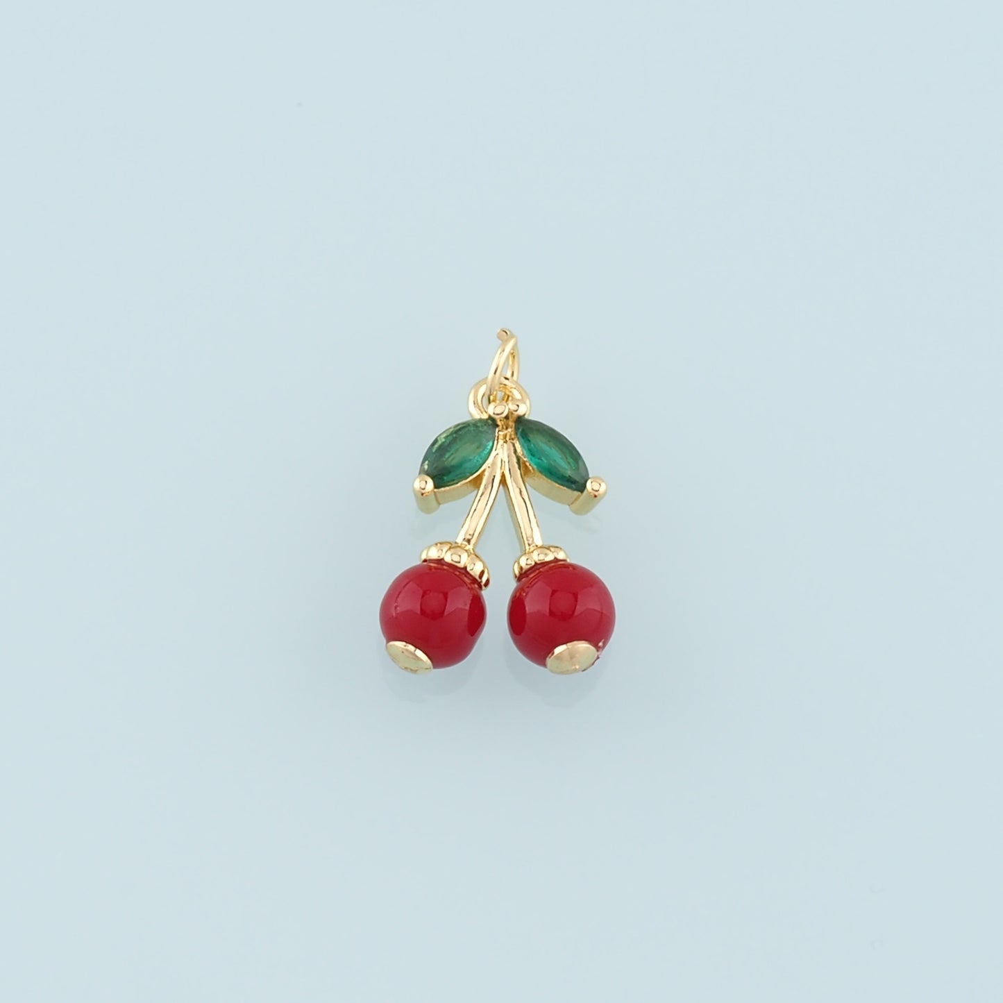 Gold Cherry Charms,18K Gold Filled Enamel Cherry Pendant,Fruit Charm Bracelet Necklace for DIY Jewelry Making Supply