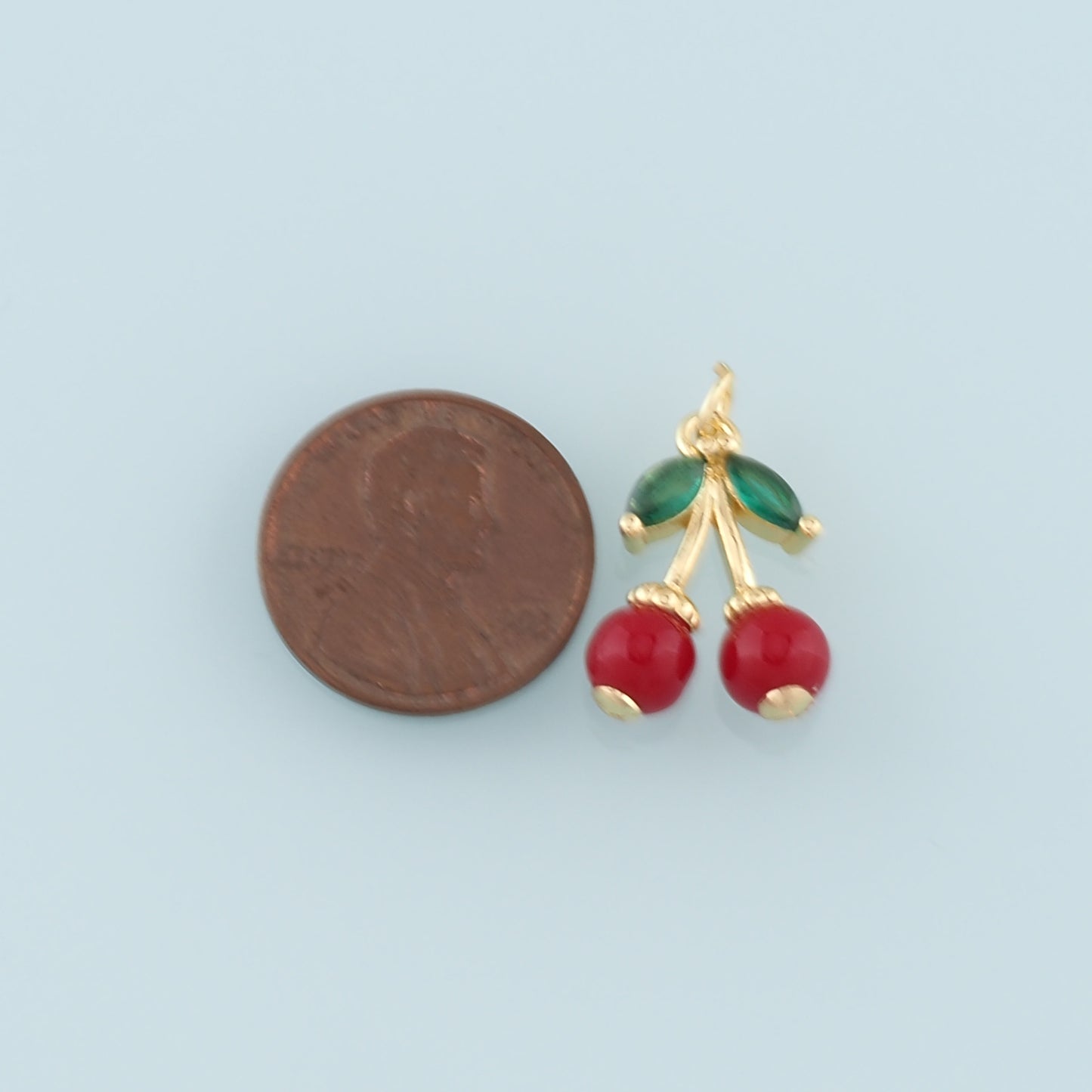 Gold Cherry Charms,18K Gold Filled Enamel Cherry Pendant,Fruit Charm Bracelet Necklace for DIY Jewelry Making Supply