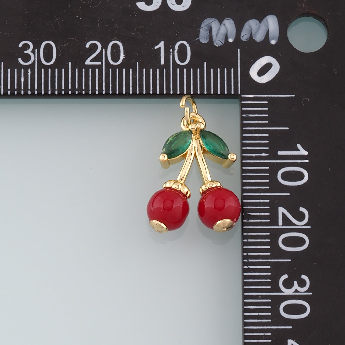 Gold Cherry Charms,18K Gold Filled Enamel Cherry Pendant,Fruit Charm Bracelet Necklace for DIY Jewelry Making Supply