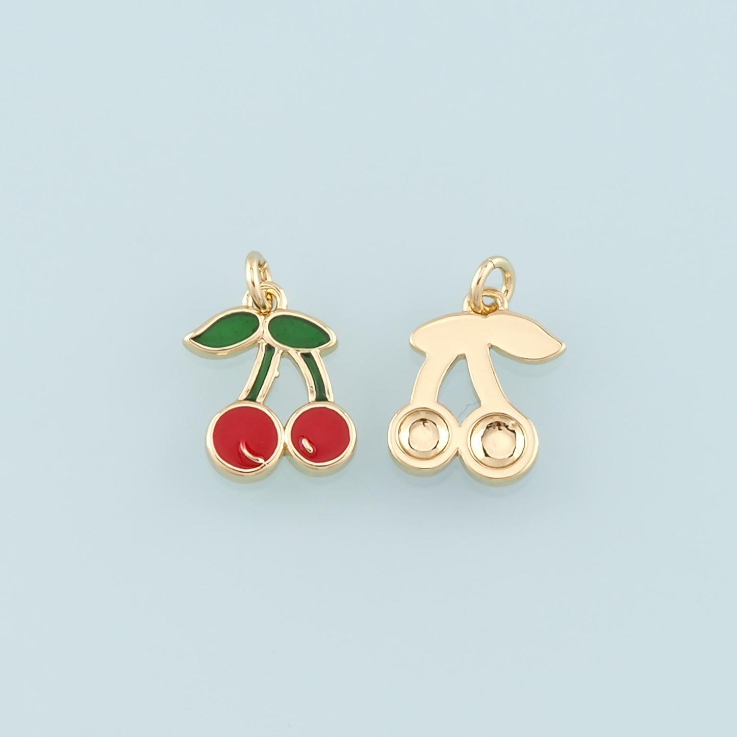 Gold Cherry Charms,18K Gold Filled Enamel Cherry Pendant,Fruit Charm Bracelet Necklace for DIY Jewelry Making Supply