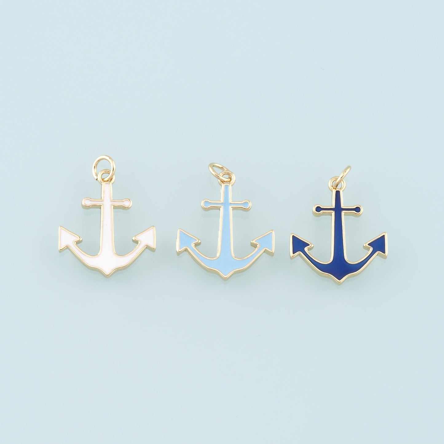 Gold Anchor Charms,18K Gold Filled Enamel Pendant Charm Bracelet Necklace for DIY Jewelry Making Supply