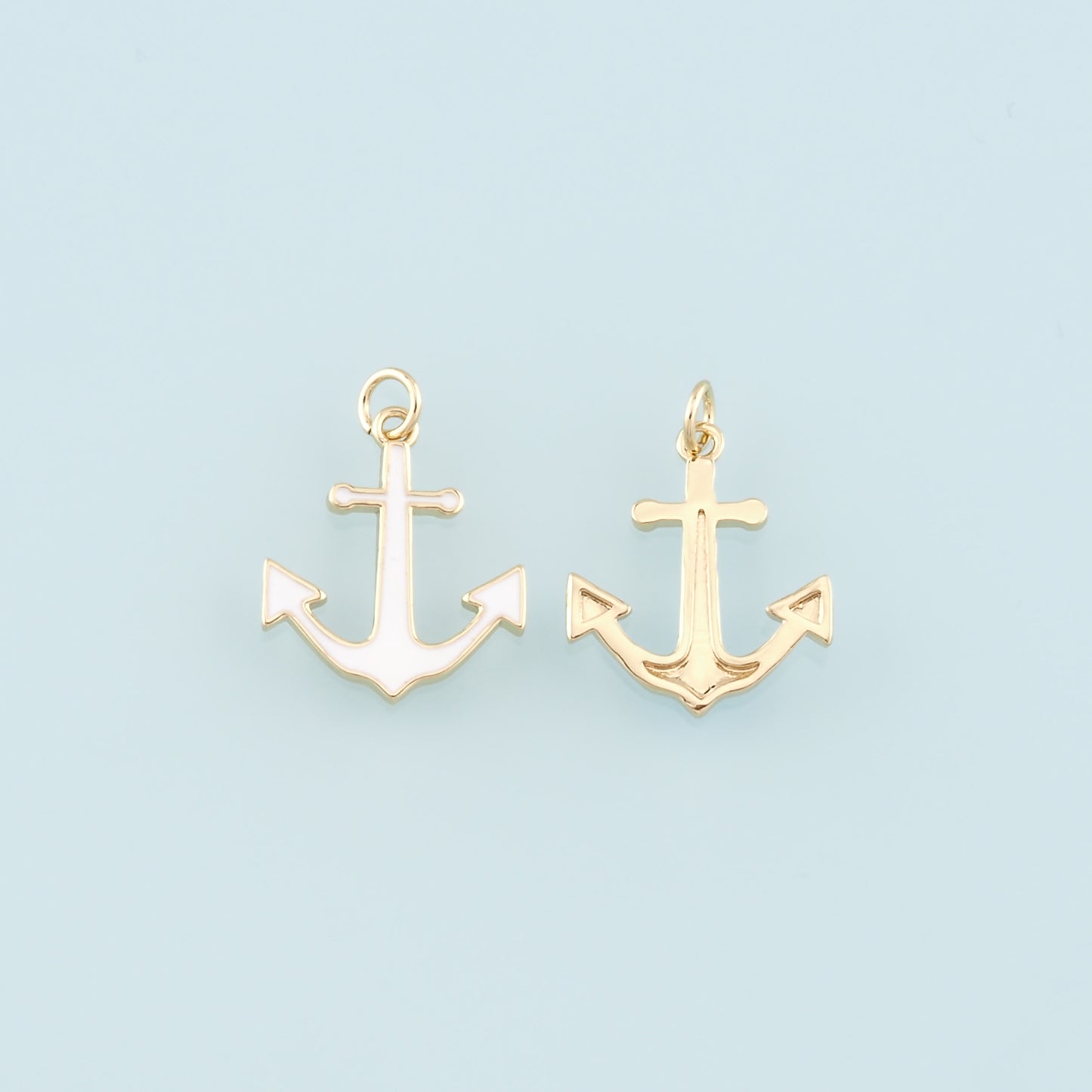 Gold Anchor Charms,18K Gold Filled Enamel Pendant Charm Bracelet Necklace for DIY Jewelry Making Supply