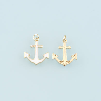 Gold Anchor Charms,18K Gold Filled Enamel Pendant Charm Bracelet Necklace for DIY Jewelry Making Supply