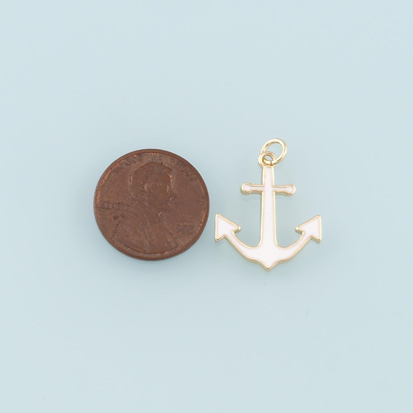 Gold Anchor Charms,18K Gold Filled Enamel Pendant Charm Bracelet Necklace for DIY Jewelry Making Supply