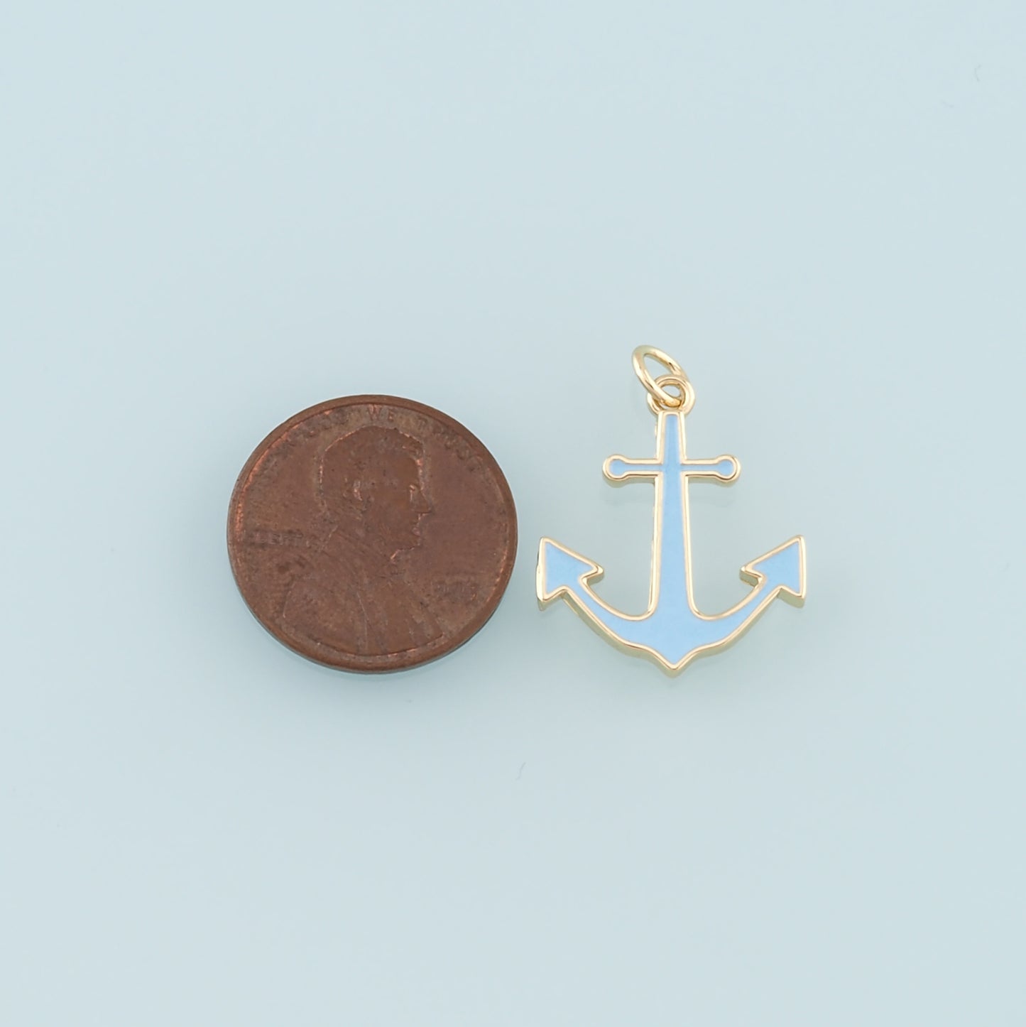 Gold Anchor Charms,18K Gold Filled Enamel Pendant Charm Bracelet Necklace for DIY Jewelry Making Supply