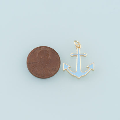 Gold Anchor Charms,18K Gold Filled Enamel Pendant Charm Bracelet Necklace for DIY Jewelry Making Supply