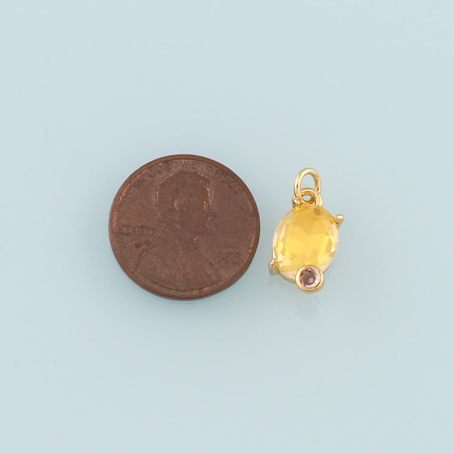 Gold Oval Crystal Charm,18K Gold Filled Crystal Pendant Bracelet Necklace for DIY Jewelry Making Supply