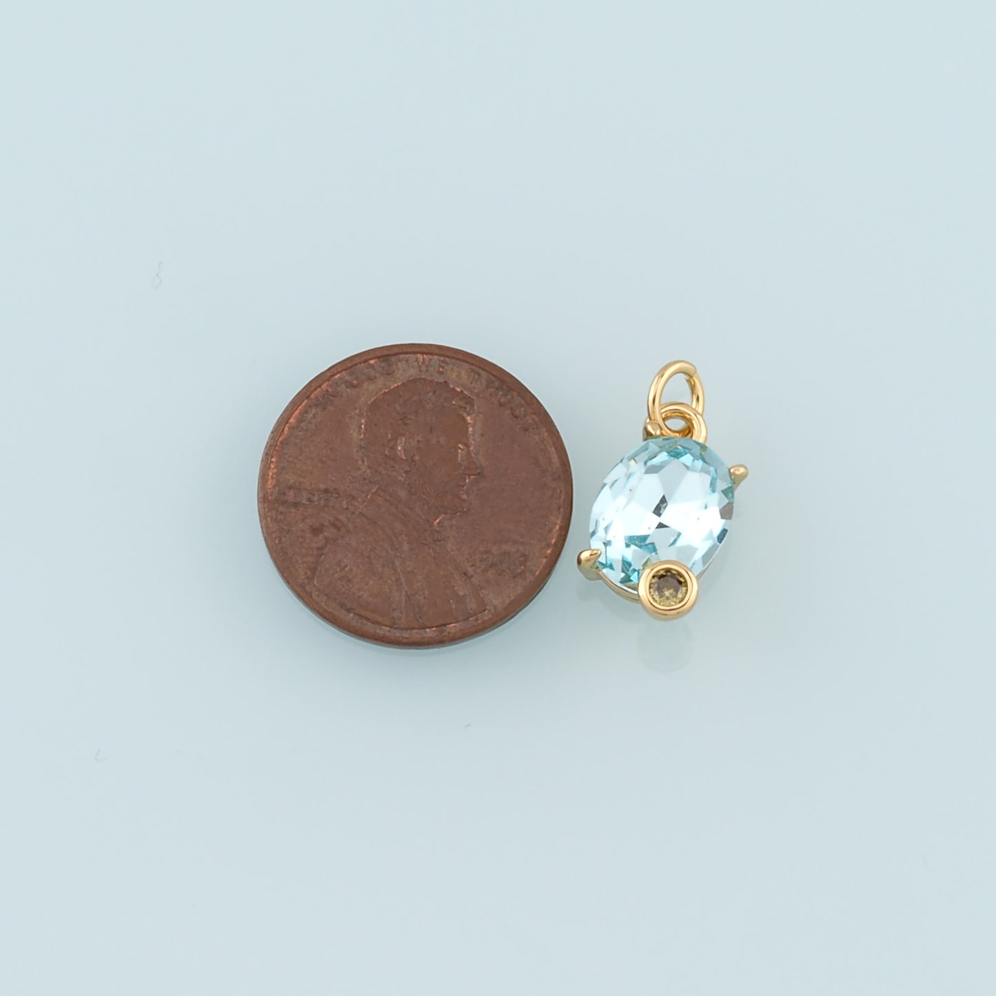 Gold Oval Crystal Charm,18K Gold Filled Crystal Pendant Bracelet Necklace for DIY Jewelry Making Supply