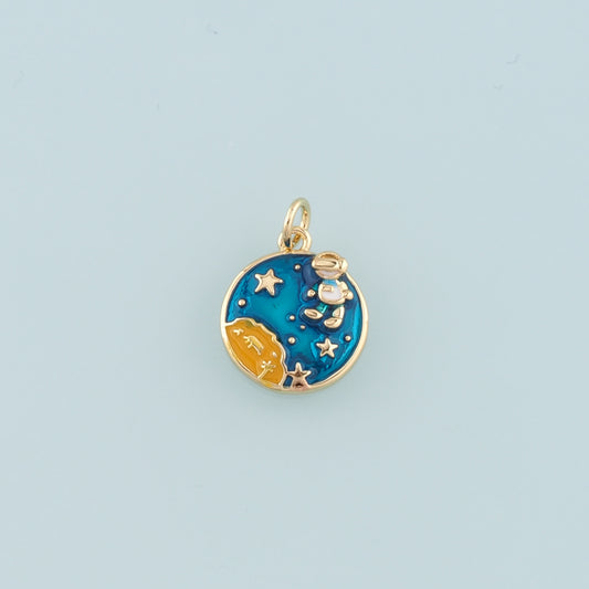 Gold Astronaut Charms,18K Gold Filled Astronaut Pendant,Enamel Universe Charm Bracelet Necklace for DIY Jewelry Making Supply