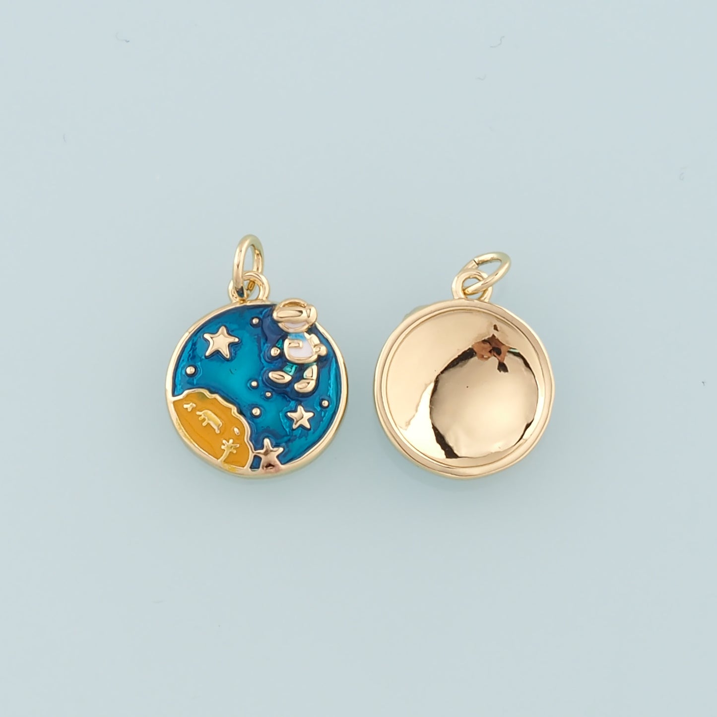 Gold Astronaut Charms,18K Gold Filled Astronaut Pendant,Enamel Universe Charm Bracelet Necklace for DIY Jewelry Making Supply