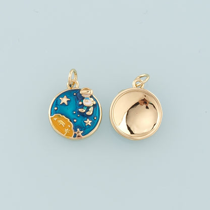 Gold Astronaut Charms,18K Gold Filled Astronaut Pendant,Enamel Universe Charm Bracelet Necklace for DIY Jewelry Making Supply