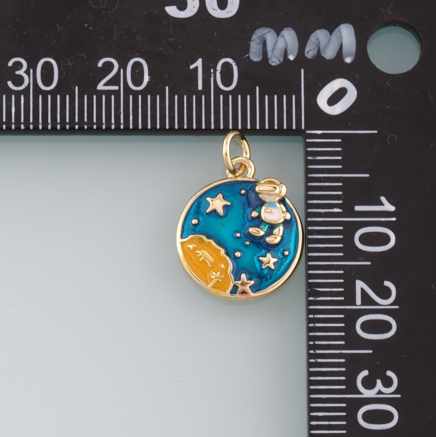 Gold Astronaut Charms,18K Gold Filled Astronaut Pendant,Enamel Universe Charm Bracelet Necklace for DIY Jewelry Making Supply