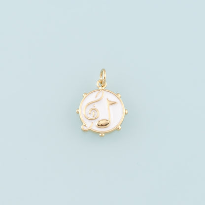 Gold Music Charms,18K Gold Filled Music Pendant,Enamel Note Charm Bracelet Necklace for DIY Jewelry Making Supply