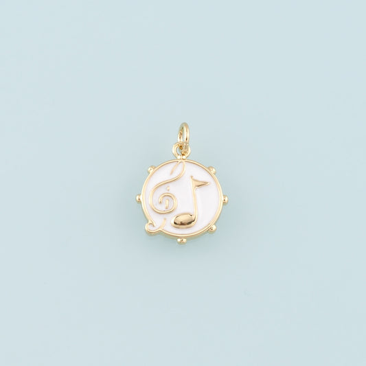 Gold Music Charms,18K Gold Filled Music Pendant,Enamel Note Charm Bracelet Necklace for DIY Jewelry Making Supply