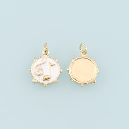 Gold Music Charms,18K Gold Filled Music Pendant,Enamel Note Charm Bracelet Necklace for DIY Jewelry Making Supply