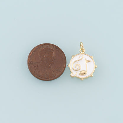 Gold Music Charms,18K Gold Filled Music Pendant,Enamel Note Charm Bracelet Necklace for DIY Jewelry Making Supply