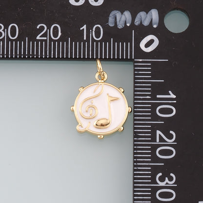 Gold Music Charms,18K Gold Filled Music Pendant,Enamel Note Charm Bracelet Necklace for DIY Jewelry Making Supply
