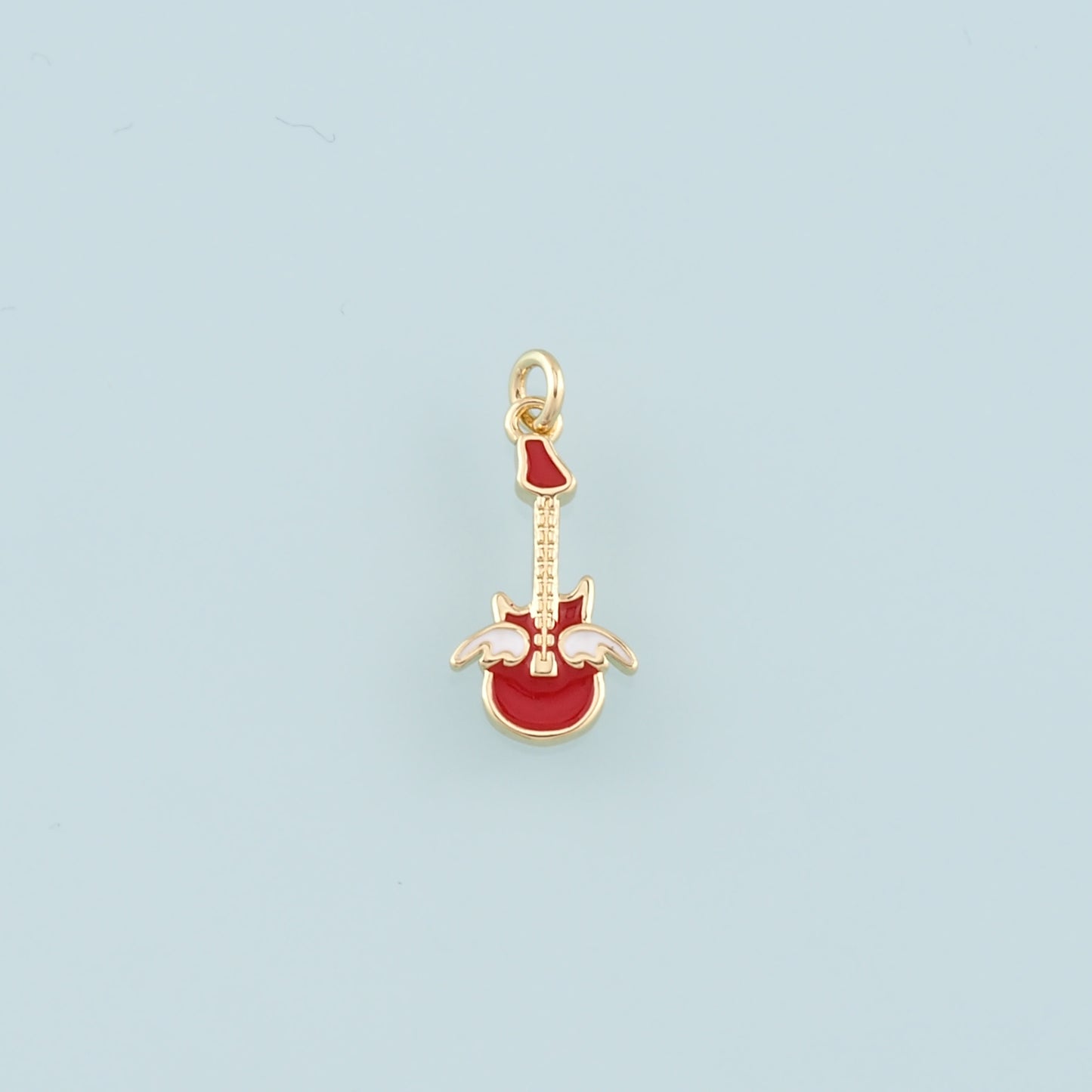Gold Guitar Charms,18K Gold Filled Guitar Pendant,Enamel Guitar Charm Bracelet Necklace for DIY Jewelry Making Supply