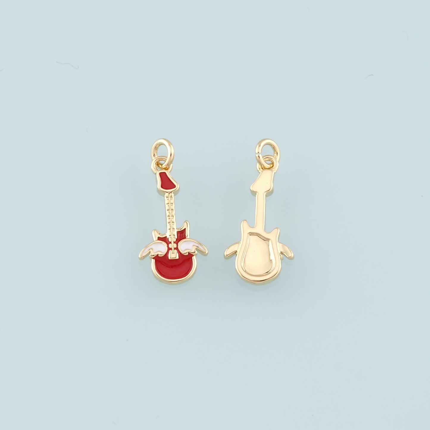 Gold Guitar Charms,18K Gold Filled Guitar Pendant,Enamel Guitar Charm Bracelet Necklace for DIY Jewelry Making Supply