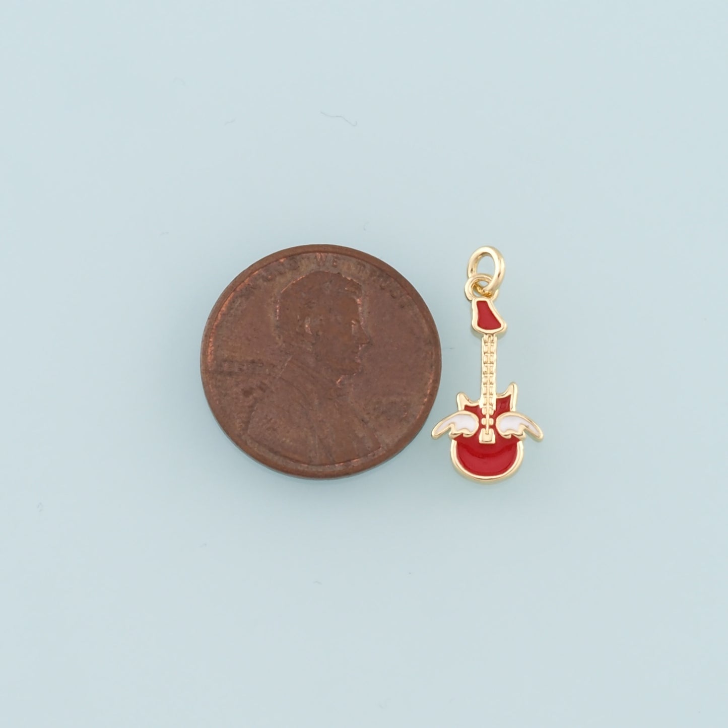 Gold Guitar Charms,18K Gold Filled Guitar Pendant,Enamel Guitar Charm Bracelet Necklace for DIY Jewelry Making Supply
