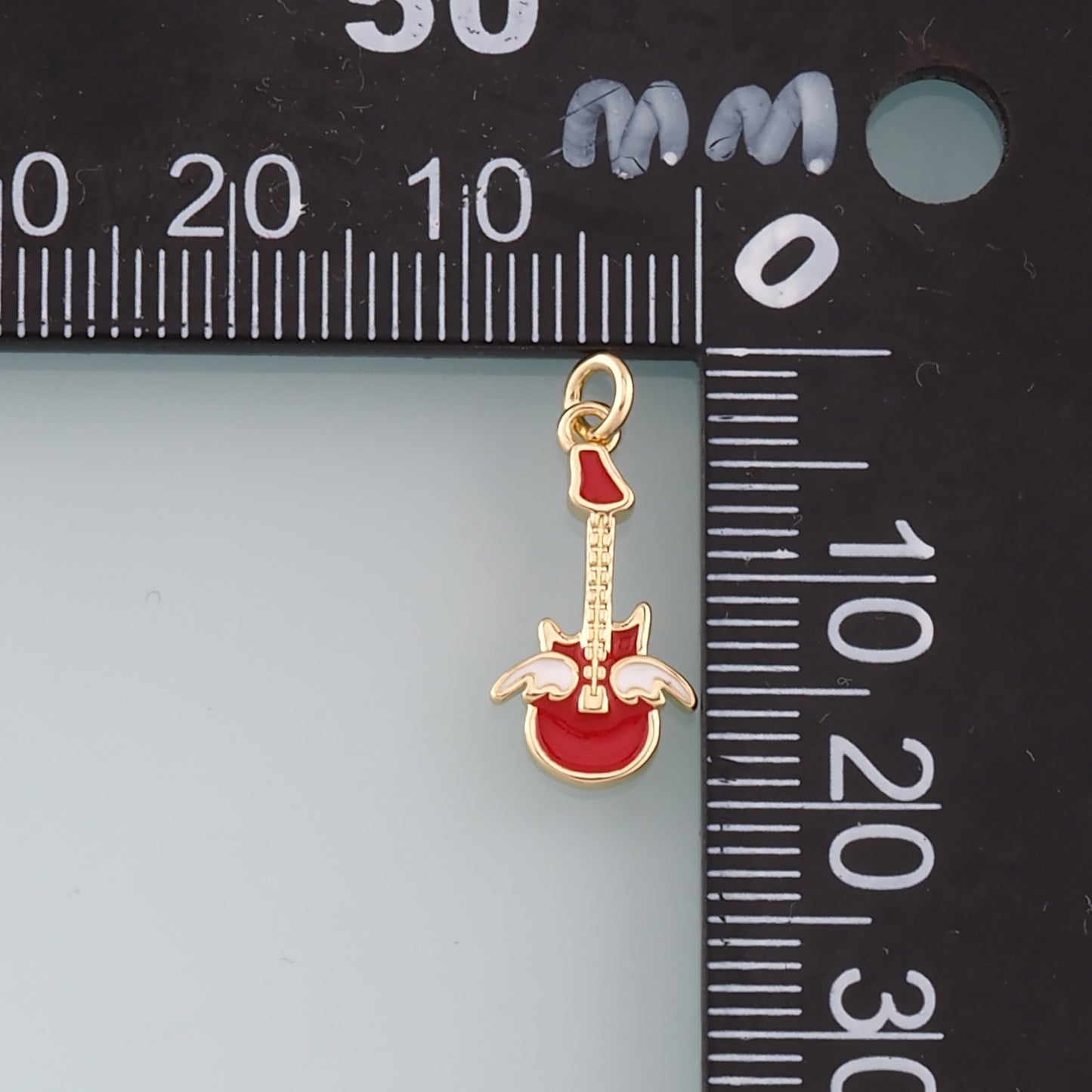 Gold Guitar Charms,18K Gold Filled Guitar Pendant,Enamel Guitar Charm Bracelet Necklace for DIY Jewelry Making Supply