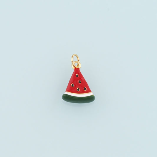 Gold Watermelon Charms,18K Gold Filled Watermelon Pendant,Enamel Fruit Charm Bracelet Necklace for DIY Jewelry Making Supply