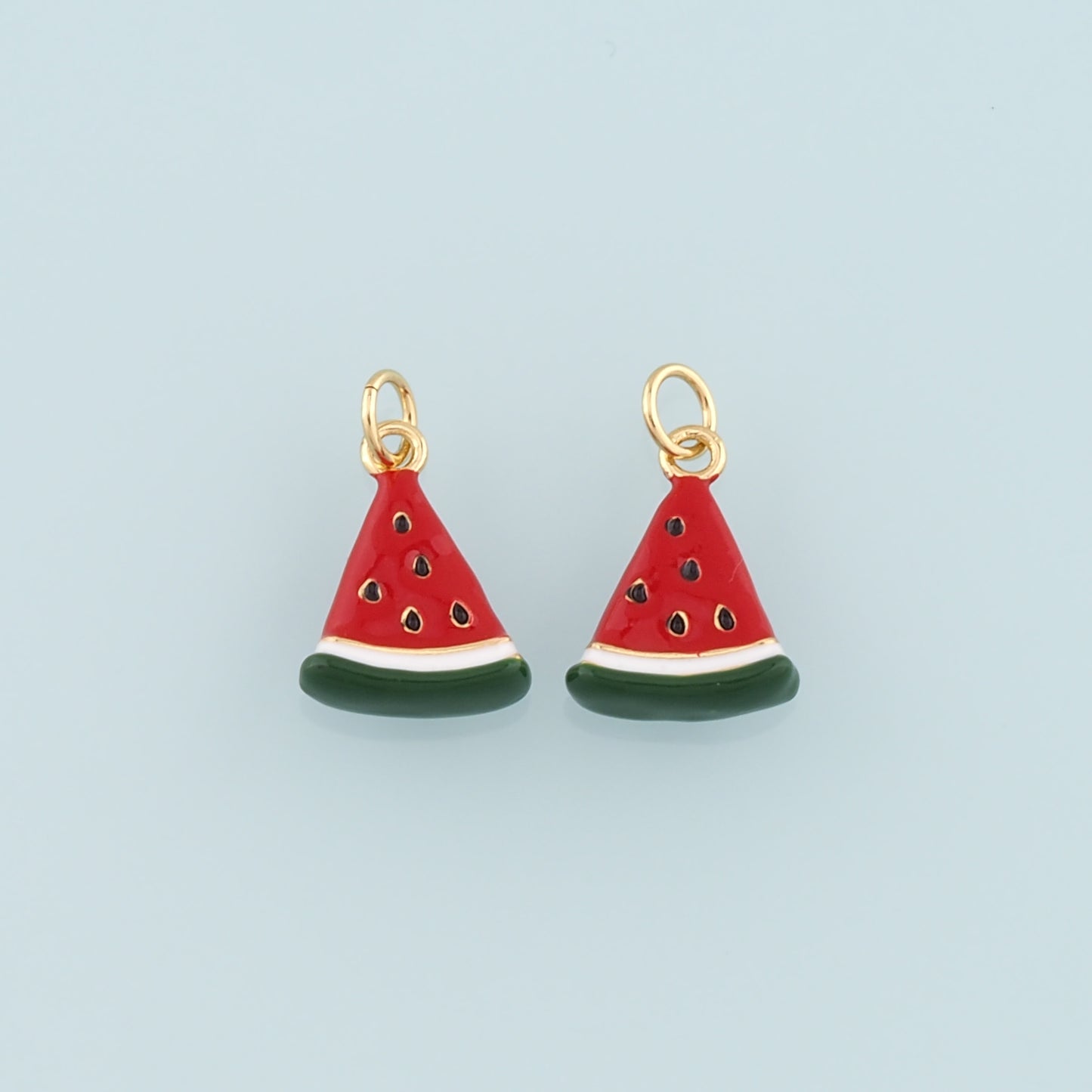 Gold Watermelon Charms,18K Gold Filled Watermelon Pendant,Enamel Fruit Charm Bracelet Necklace for DIY Jewelry Making Supply