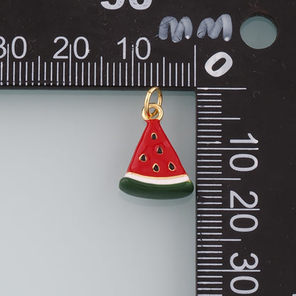 Gold Watermelon Charms,18K Gold Filled Watermelon Pendant,Enamel Fruit Charm Bracelet Necklace for DIY Jewelry Making Supply